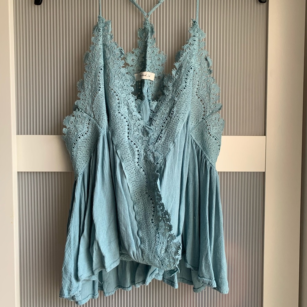 Shop Talulah Dusty Blue lace tank